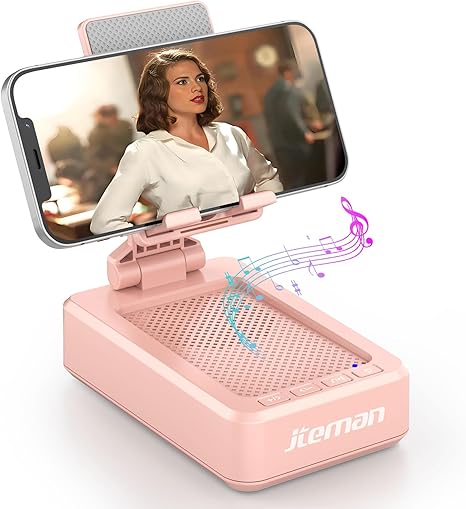 Cell Phone Stand with Wireless Bluetooth Speaker and Anti-Slip Base HD Surround Sound Perfect for Home and Outdoors with Bluetooth Speaker for Desk Compatible with iPhone/ipad/Samsung Galaxy
