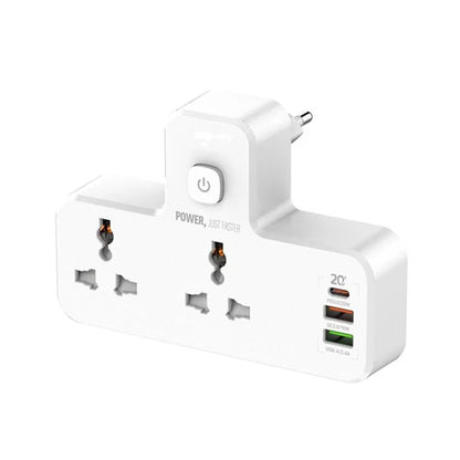 Zeene Power Socket 2 Port Universal 2500W, 1PD 20W, 2USB 18W-12W, Night Lamp