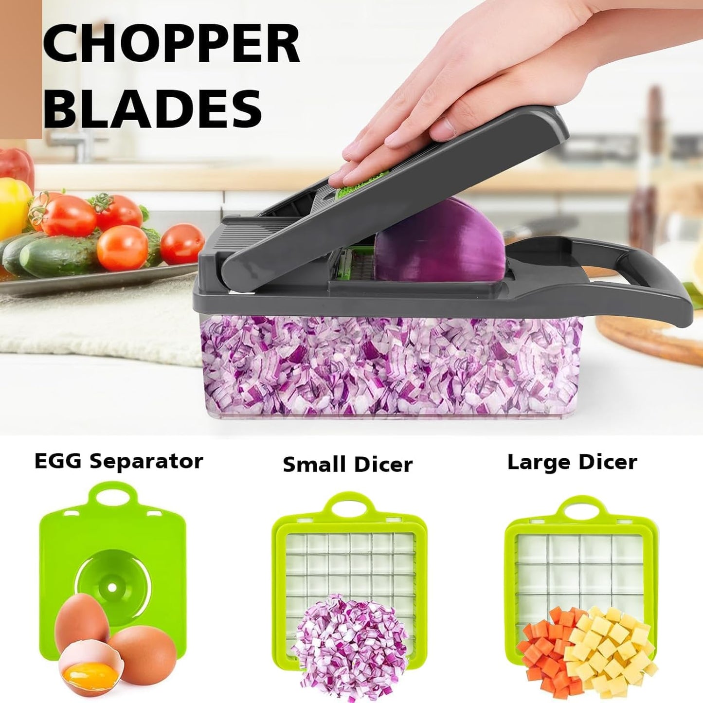 16 in 1 Multifunctional Vegetable Chopper and Slicer- Multifunctional Food Chopper for Dicing/Slicing Carrots, Potatoes, Onions, Garlic - Heavy Duty, BPA Free Kitchen Gadget