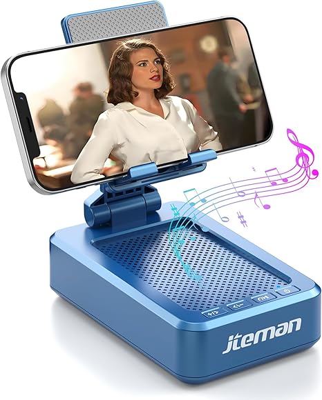 Cell Phone Stand with Wireless Bluetooth Speaker and Anti-Slip Base HD Surround Sound Perfect for Home and Outdoors with Bluetooth Speaker for Desk Compatible with iPhone/ipad/Samsung Galaxy
