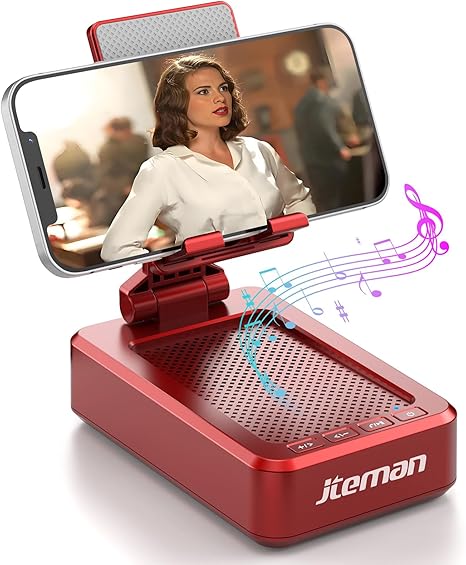 Cell Phone Stand with Wireless Bluetooth Speaker and Anti-Slip Base HD Surround Sound Perfect for Home and Outdoors with Bluetooth Speaker for Desk Compatible with iPhone/ipad/Samsung Galaxy