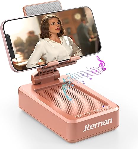 Cell Phone Stand with Wireless Bluetooth Speaker and Anti-Slip Base HD Surround Sound Perfect for Home and Outdoors with Bluetooth Speaker for Desk Compatible with iPhone/ipad/Samsung Galaxy