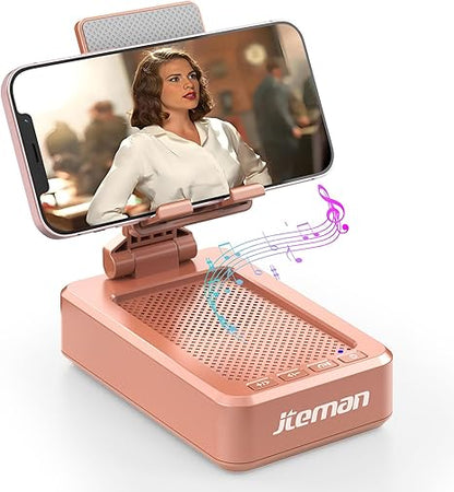 Cell Phone Stand with Wireless Bluetooth Speaker and Anti-Slip Base HD Surround Sound Perfect for Home and Outdoors with Bluetooth Speaker for Desk Compatible with iPhone/ipad/Samsung Galaxy