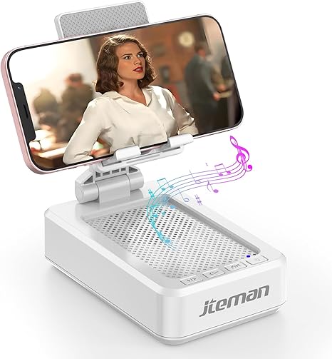 Cell Phone Stand with Wireless Bluetooth Speaker and Anti-Slip Base HD Surround Sound Perfect for Home and Outdoors with Bluetooth Speaker for Desk Compatible with iPhone/ipad/Samsung Galaxy